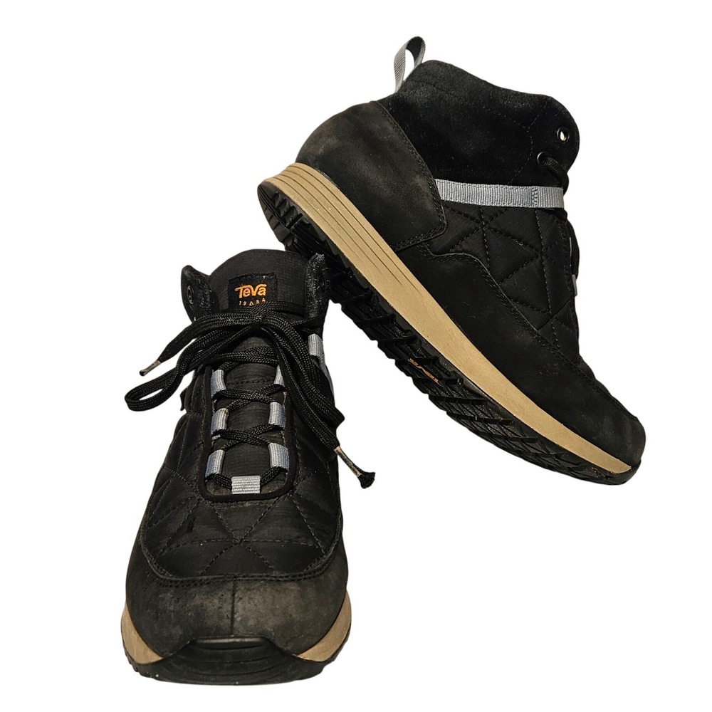 Teva Ember Commuter Mid Boot Black Tan Quilted Suede Waterproof 1111779 Mens 8.5
